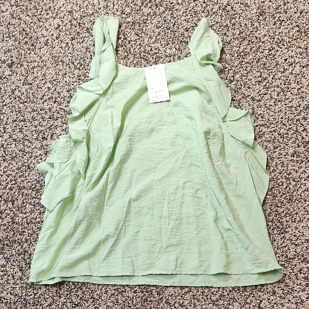 A New Day | Green Ruffled Sleeveless Top